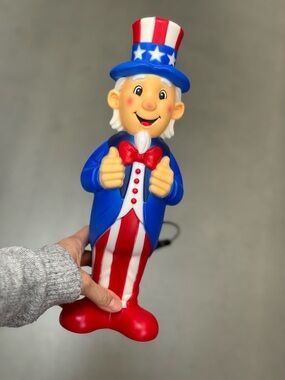 Patriotic Uncle Sam light up blow mold 14” - Red, White & Blue Home Accent